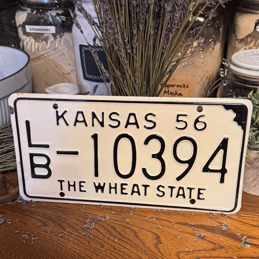 Vintage ‘56 single Kansas Labette County License Plate
